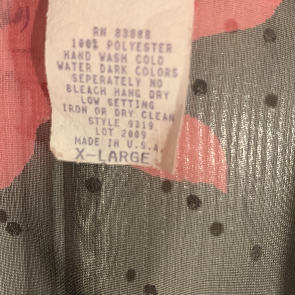Vintage Black and Pink Floral Connie Choi Sheer Blouse - Picture 9 of 16